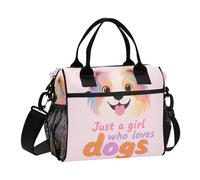 aidingzhi Just A Girl Who Loves Dogs Lunch Box for Men Waterproof Heavy Duty Lunch Bag with Shoulder Strap Man Kitchen S