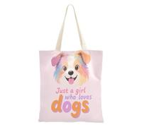aidingzhi Just A Girl Who Loves Dogs Tote Bags Canvas reusable Canvas Tote Bag For Women Grocery & Farmers Market 16"x15" school essential