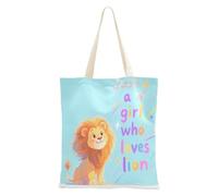aidingzhi Just A Girl Who Loves Lion Canvas Tote Bag sturdy Women Tote Bag Grocery & Farmers Market 16"x15" school essential