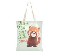 aidingzhi Just A Girl Who Loves Red Panda Canvas Tote Bag Large Capacity Tote Bag For Women Canvas Grocery & Farmers Market 16"x15" school essential