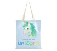 aidingzhi Just A Girl Who Loves unicorns Tote Bag Canvas sturdy Canvas Shopping Bags For Groceries Grocery & Farmers Market 16"x15" school essential