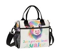 aidingzhi Just A Girl Who Loves Yak Lunch Bag for Men with Side Pocket Lunch Bag Tote Bag with Shoulder Strap Ladies Picnic S