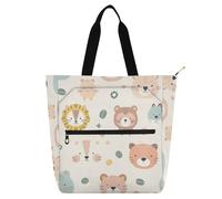 aidingzhi Kid Tote Bag for Kids Adults, Cute Animal Faces Large Teacher Tote Bags Shoulder Bag with Zipper for School Shopping Travel Rainbow
