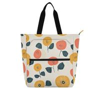 aidingzhi Kids Cute Tote Bags for Kids Women Men, Simple Retro Blooms Circle Large Tote Bag Resuable Grocery Bag with Zipper for College Shopping Beach Rainbow