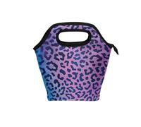 aidingzhi kids lunch bag with Curved handle lunch box containers Waterproof picnic cooler bag for Picnic College Leopard Print Pattern
