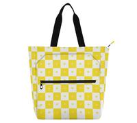 aidingzhi Kids Tote Bag Piano Book Bag for Boys Girls Women, Buffalo Plaid Check Gold White Heart Sturdy Heavy Duty Reusable Library Book Bag Grocery Bag for School Work Travel Rainbow