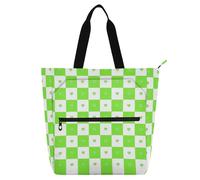 aidingzhi Kids Tote Bags for Boys Girls Adults, Buffalo Plaid Check Heart Green Lightweight Heavy Duty Reusable Library Book Bag Grocery Bag for School and Playtime Rainbow