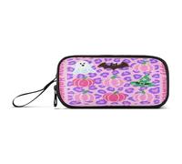 aidingzhi Lavender Leopard Print Pumpkin Halloween Nylon Big Pencil Bag High Capacity Pencil Cases Stationery for School Nurse