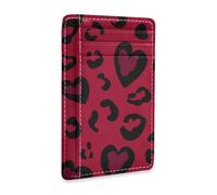aidingzhi Leopard Pattern Crimson Heart Christmas leather women's slim wallet with money clip RFID Blocking small credit card wallet for men&women