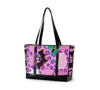 aidingzhi Leopard Print Black-pink Pumpkin classy women laptop tote bag with zipper work tote for Travel Essentials Beach Gifts Birthday Gifts for Women with tablet