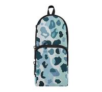 aidingzhi Leopard Print Blue Nylon 3 Compartments Large Pencil Bags study&multifunctional Art Pencil Case Stationery Organizer for Elementary