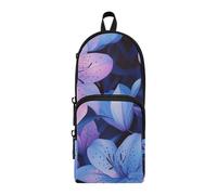 aidingzhi Lily Flowers Neon Color Luminous Nylon 3 Compartments Pencil Bag School Supplies Multi-purpose and aesthetic Pencil Storage Case Stationery Organizer for Office