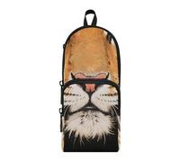 aidingzhi Lion Wild Animal Nylon 3 Compartments Large Pencil Bag For Girls Big Capacity Pencil Case For Kids Stationery Bag for Middle School
