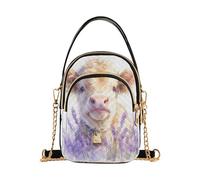 aidingzhi Lovely Brown Scottish Highland Cattle with Lavender trendy crossbody bags with multi pockets handbag birthday gifts for women