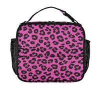 aidingzhi Lunch Bag for Kids Leakproof Portable Lunch Box for Men Removable Shoulder Strap Cooler Lunch Bag for Work & School Fake Glitter Leopard Print Rose Red