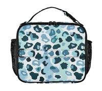 aidingzhi Lunch Bag Waterproof Lunch Box for Adults with Handle Insulated Bag for Beach Travel Leopard Print Blue