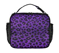 aidingzhi Lunch Bags for Kids Leakproof Portable Lunch Box Insulated with Handle Thermal Lunch Cooler for School College Fake Glitter Leopard Print Purple