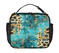 aidingzhi Lunch Bags for Women Lightweight Insulated Lunch Box for Women Keeps Food Warm Cooler Bags for Work Office Golden Blue Leopard Print