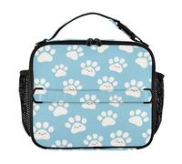 aidingzhi Lunch Bags Zip Pockets Girl Lunch Box Adjustable Shoulder Strap Lunch Cooler Bag for Work Office Cute Cartoon White Paw Prints