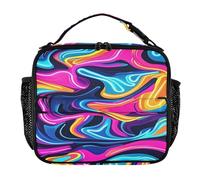 aidingzhi Lunch Box Bag Double Zipper Lunch Boxes for Women Keeps Food Warm Lunch Coolers for School/PicnicColorful Neon Irregular Abstract Texture