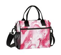 aidingzhi Marble Texture Valentine's Day Kids Lunch Bag with Water Bottle Holder Lunch Bunch Bag with Shoulder Strap Girl Work S