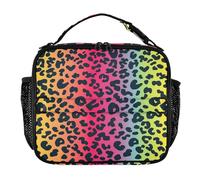 aidingzhi Mens Lunch Bag Zip Pockets Expandable Lunch Box Adjustable Shoulder Strap Cooler Tote Bag for School,Work,Outdoor Gradient Leopard Print