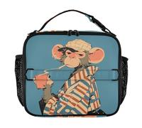 aidingzhi Mens Lunch Bag Zip Pockets Lunch Box for Girls Adjustable Shoulder Strap Cooler Bag for School CollegeVintage Monkey