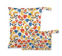aidingzhi mess-proof waterproof wet bag 2 Pack wet bag for swimsuit with handles for beach, beach (Boho Retro Flowers Bloom)