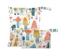 aidingzhi mess-proof wet swimsuit bag 2 Pack travel essentials for baby with handles for gym, daycare (Cute Monster Plants Cartoon)