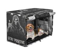 aidingzhi Metal Dog Crate Cover Pets Kennel Covers Dog Crate Protector 36 Inch - Death God Skull