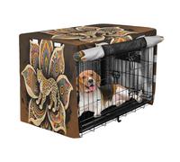 aidingzhi Metal Dog Crate Covers Kennel Cover with Roller Shades 42 Inch - Boho Mandala Flowers Leopard Colorful