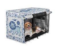 aidingzhi Metal Dog Crate Covers Pet Wire Cage Cover Dog Crate Protector 42 Inch - Auspicious Beast Blue Chinese