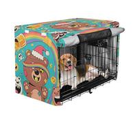 aidingzhi Metal Dog Crate Covers Privacy Wire Cage Cover with Roller Shades 36 Inch - Christmas Weird Bear