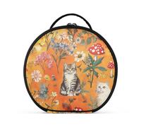 aidingzhi Mighty Manx Cats Orange Cosmetics Bag Travel-Size Accessories Large Large Make Up Bag with adjustable dividers 11 IN