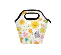 aidingzhi mini lunch bag with Curved handle cute lunch box Waterproof mini cooler bag for Picnic Travel Summer Safari Fresh Doodle
