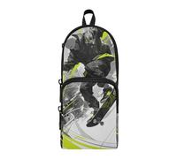 aidingzhi Minimalist Line Cool Boy Green Black Nylon 3 Compartments Pen Case Pencil Bag Big Capacity Pen Pencil Case Stationery Bag for Middle School