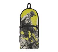 aidingzhi Minimalist Line Cool Boy Green Black Nylon 3 Compartments Pencil Bag With Zipper Large Capacity Pencil Storage Case Stationery for School supplies