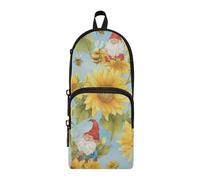 aidingzhi Minimalist Summer Sunflower Floral Nylon 3 Compartments Pencil Bags Multi-purpose and aesthetic Pencil Cases For College Stationery for Middle School