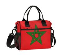 aidingzhi Morocco Flag Moroccan National Red Lunch Bags for Women Large Large Lunch Tote with Shoulder Strap Lady Kindergarten M