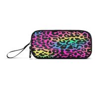 aidingzhi Neon Colorful Leopard Print Nylon Large Pencil Bag Large Capacity Big Pencil Case With Zipper Stationery for High School Boys