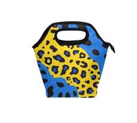 aidingzhi nurse lunch bag with Curved handle large lunch box for women Water-Resistant small cooler bags insulated for Work Camping Yellow-blue Leopard Print