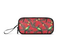 aidingzhi Nylon Pencil Bag with Zipper Large Capacity Green and Scarlet Macaw Office Men Scarlet Macaw Pine Red Merry Christmas 1 talla Stationery, Scarlet Macaw Pine Merry Christmas, 1 talla
