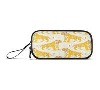 aidingzhi Oliver Jeffers Tigers Cream Gold Nylon Large Zippered Pencil Bag High Capacity Zip Pencil Case Stationery Organizer for Elementary Student