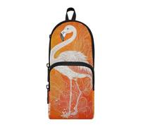 aidingzhi Orange Flamingos Nylon 3 Compartments Pencil Bags study&multifunctional Pencil Cases School Stationery for School supplies