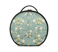 aidingzhi Pastoral Style Bows Yellow Flowers Shapes Mint Green Makeup Bag Travel-Size Accessories Portable Make Up Bags For Women with adjustable dividers 11 IN