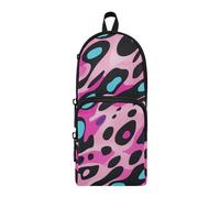 aidingzhi Peach Blue Leopard Print Nylon 3 Compartments Pencil Bag School study&multifunctional Pencil Case For College Stationery Organizer for Elementary