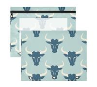 aidingzhi Pencil Bags 3-Holes 3 Hole Pocket for A4 Paper Letter 2 Pack Students Back To School Jon Klassen Style Bull Baby Blue