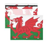aidingzhi Pencil Bags 3-Holes Pen Holder Case for 3 Rings Binder 2 Pack Students Back To School Wales Flag Welsh National Dragon