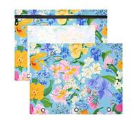 aidingzhi Pencil Bags Multi-Purpose 3 Hole Pocket for A4 Paper Letter 2 Pack Students College Supplies Simple Spring Fresh Floral Colorful