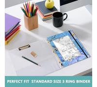 aidingzhi Pencil Bags Sturdy 3 Hole Pocket for A4 Paper Letter 2 Pack Students Class Cartoon Orchid Flower Blue